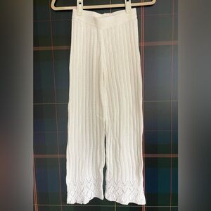 Zara Kids knit pull on pants, w/ lacey crochet details, white, Girls 9-10